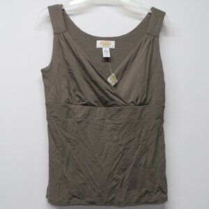 NWT Talbots Petites Taupe Rayon Stretch V Neck Empire Waist Tank Top sz P